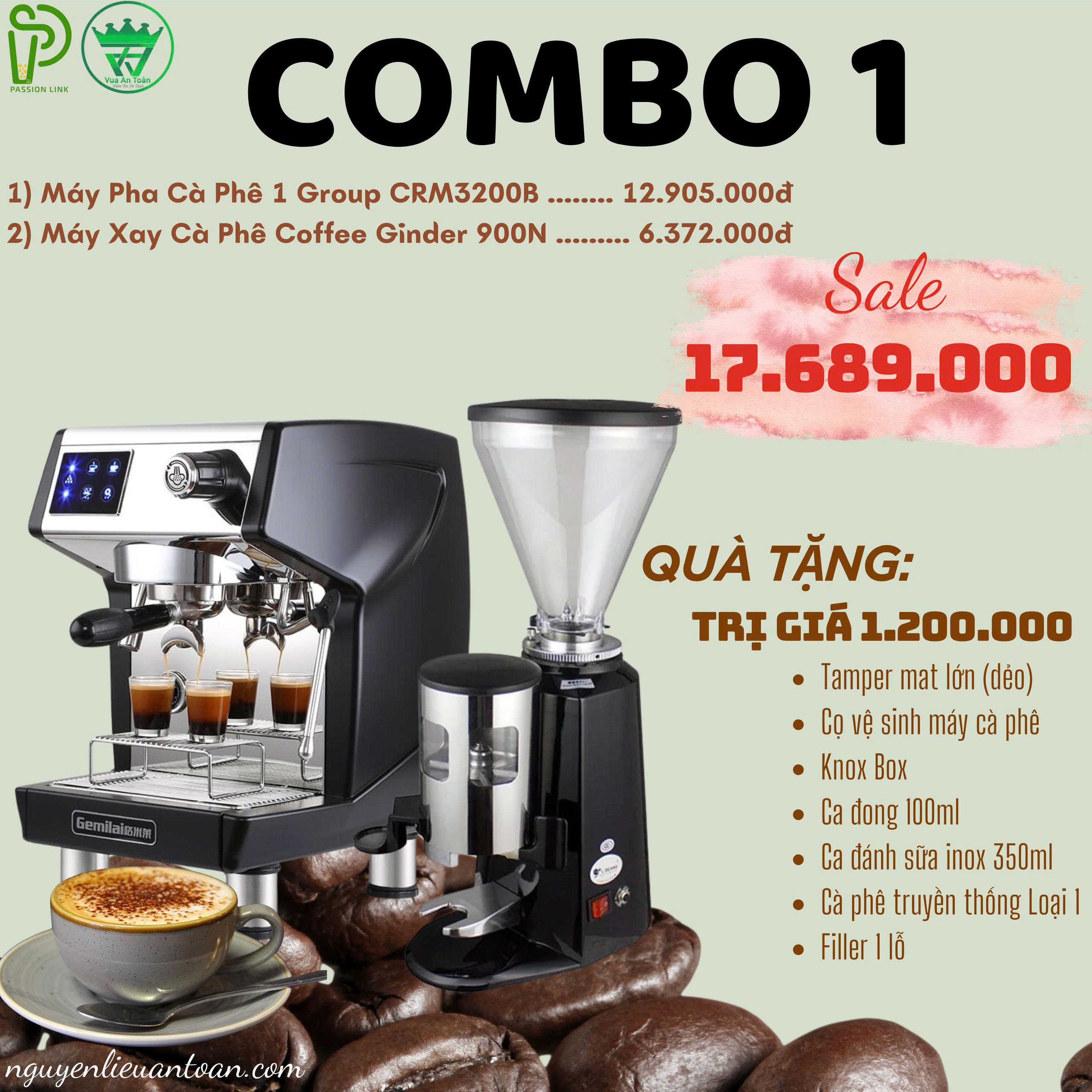 Combo 1 Máy Pha Cà Phê 1 Group CRM3200B